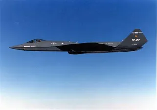 YF-23 from left in flight